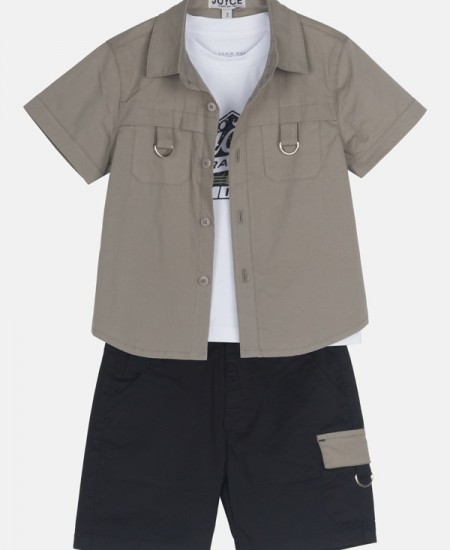 JOYCE Σετ Πουκάμισο, Μπλούζα και Βερμούδα 2544007 Χακί