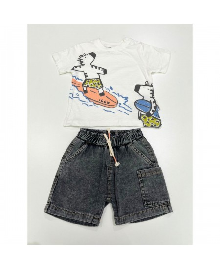 IGGY Σετ Μπλούζα και Βερμούδα Τζιν 125118 Λευκό