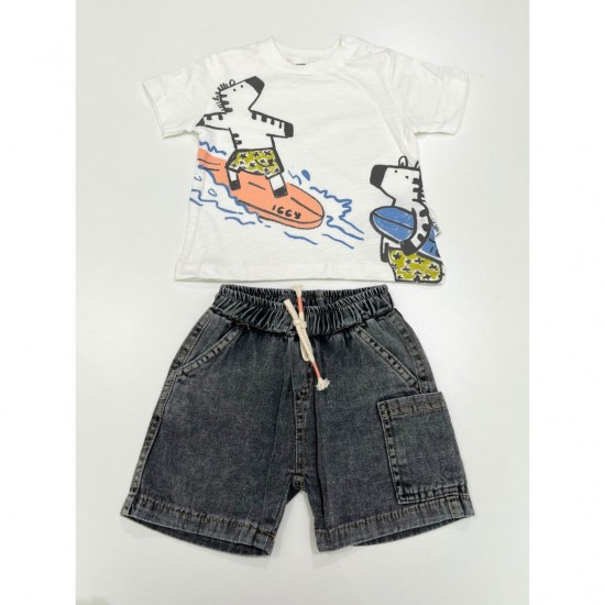 IGGY Σετ Μπλούζα και Βερμούδα Τζιν 125118 Λευκό