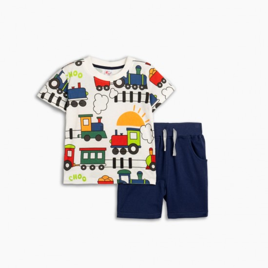 FUNKY Σετ Μπλούζα και Βερμούδα 125-801123 Λευκό