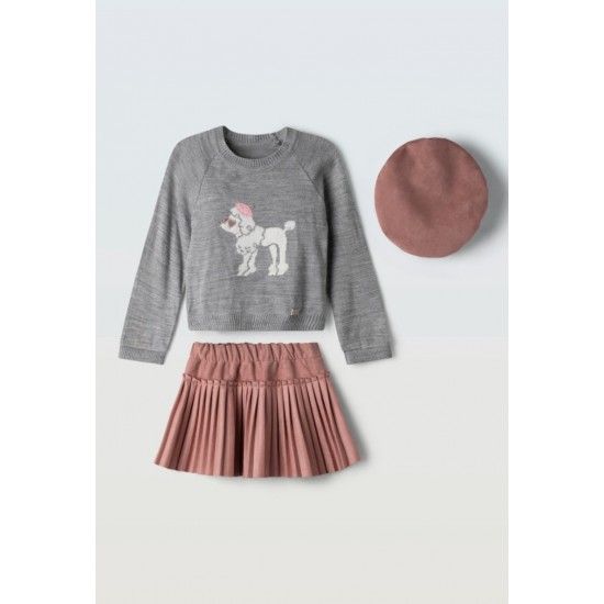 EBITA Σετ Μπλούζα Πλεκτή, Φούστα και Καπέλο 255207 Σάπιο Μήλο