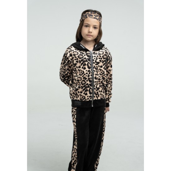 EBITA Σετ Ζακέτα και Παντελόνι Βελούδινο 243104 Animal Print
