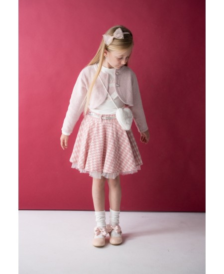 EBITA Σετ Ζακέτα, Μπλούζα, Φούστα και Τσαντάκι 243255 Ροζ