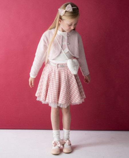 EBITA Σετ Ζακέτα, Μπλούζα, Φούστα και Τσαντάκι 243255 Ροζ