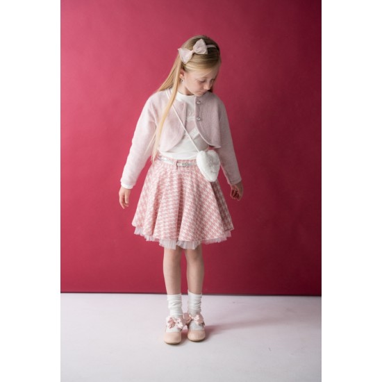 EBITA Σετ Ζακέτα, Μπλούζα, Φούστα και Τσαντάκι 243255 Ροζ