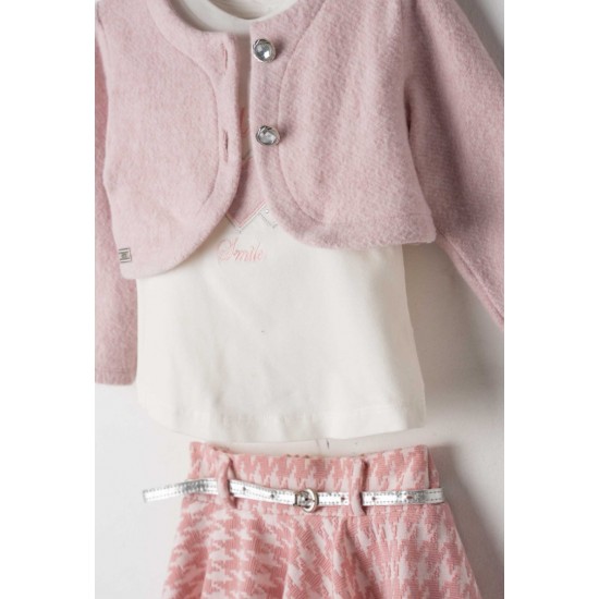 EBITA Σετ Ζακέτα, Μπλούζα, Φούστα και Τσαντάκι 243255 Ροζ