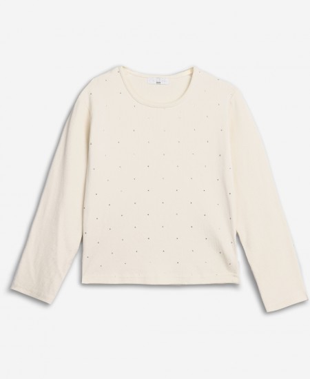 FUNKY Μπλούζα Ριπ με Στρας 226-506123 Εκρού