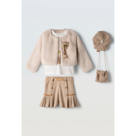 EBITA Σετ Γουνάκι, Μπλούζα, Σορτς,Τσάντα και Μπερέ 255257 Εκρού