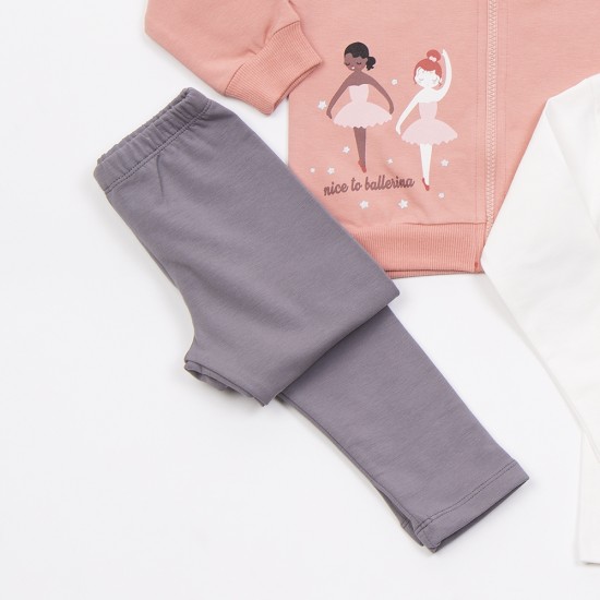 TRAX Σετ Ζακέτα, Μπλούζα και Κολάν 48739 Σομόν