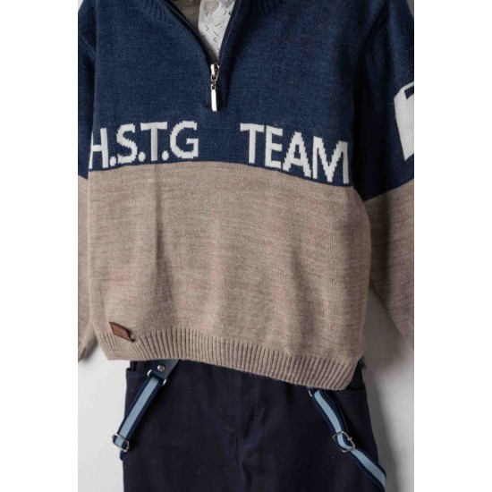 HASHTAG Σετ Πλεκτό, Πουκάμισο, Παντελόνι, Παπιγιόν και Τιράντες 243817 Μπλε