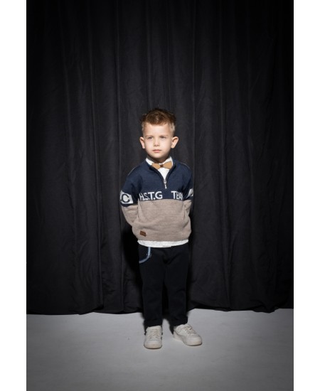 HASHTAG Σετ Πλεκτό, Πουκάμισο, Παντελόνι, Παπιγιόν και Τιράντες 243817 Μπλε