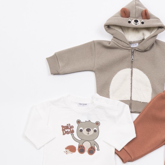 TRAX Σετ Ζακέτα, Μπλούζα και Παντελόνι 48559 Καφέ