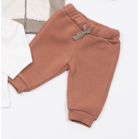 TRAX Σετ Ζακέτα, Μπλούζα και Παντελόνι 48559 Καφέ