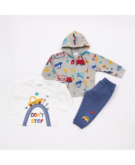 TRAX Σετ Ζακέτα, Μπλούζα και Παντελόνι 48558 Γκρι