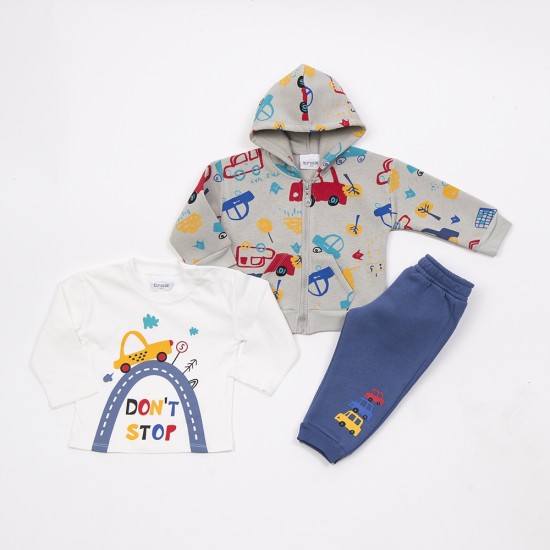 TRAX Σετ Ζακέτα, Μπλούζα και Παντελόνι 48558 Γκρι