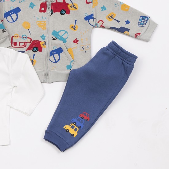 TRAX Σετ Ζακέτα, Μπλούζα και Παντελόνι 48558 Γκρι