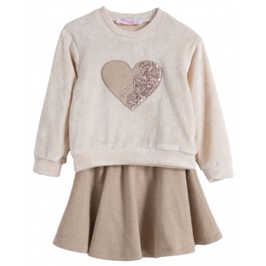 BABYLON Σετ Μπλούζα Βελούδινη και Φούστα 12525358 Εκρού