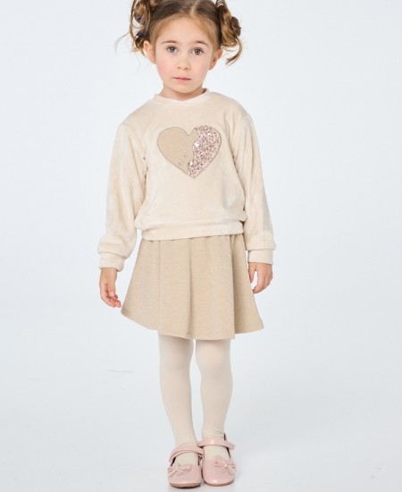 BABYLON Σετ Μπλούζα Βελούδινη και Φούστα 12525358 Εκρού