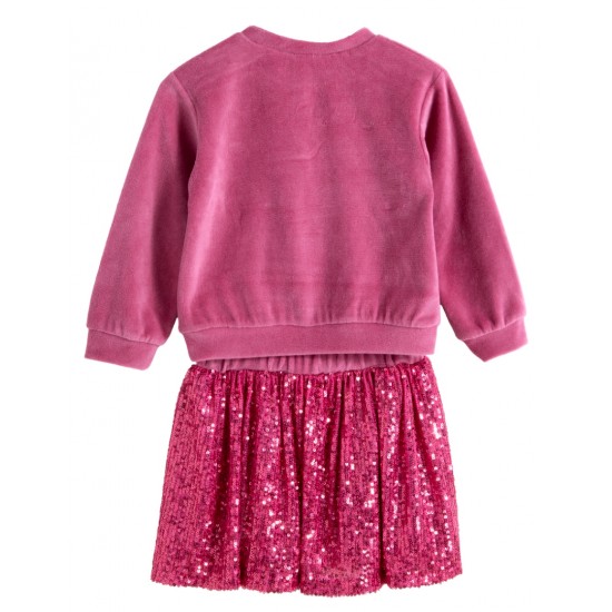 BABYLON Σετ Μπλούζα Βελούδινη και Φούστα Παγιέτα 12525359 Φουξ