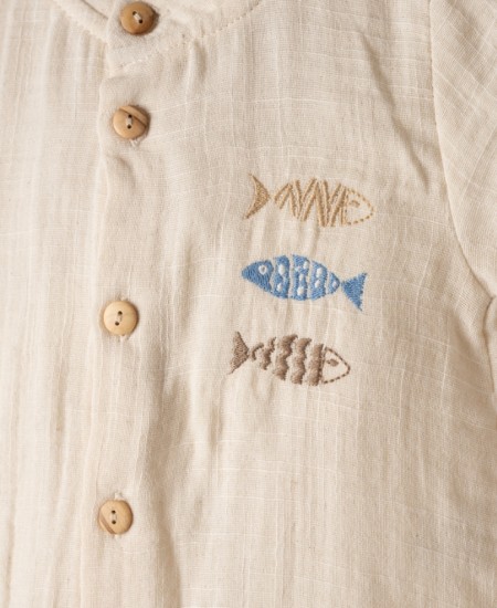 HASHTAG Σετ Πουκάμισο, Βερμούδα και Καπέλο 266601 Εκρού