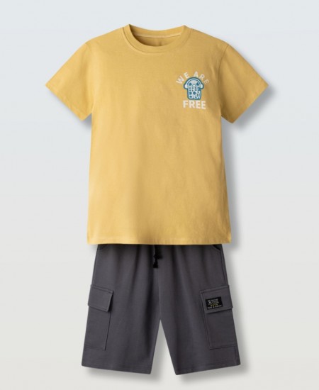 HASHTAG Σετ Μπλούζα και Βερμούδα 266739 Μουσταρδί