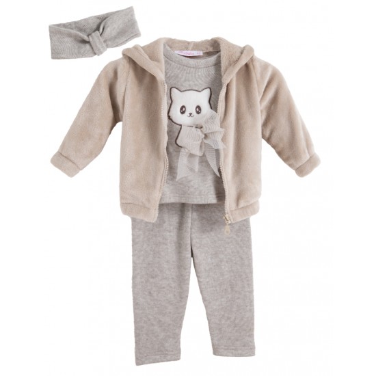 BABYLON Σετ Ζακέτα, Μπλούζα, Παντελόνι και Κορδέλα 11525141 Εκρού