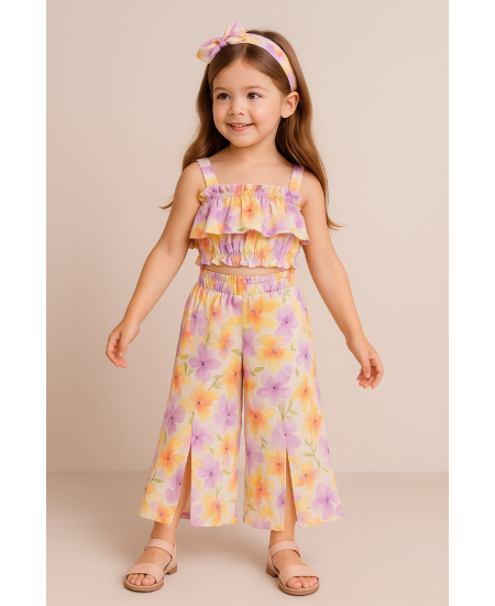 SWEET BABY Σετ Τοπ και Παντελόνα Γ151 Φλοράλ