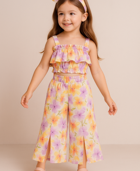 SWEET BABY Σετ Τοπ και Παντελόνα Γ151 Φλοράλ