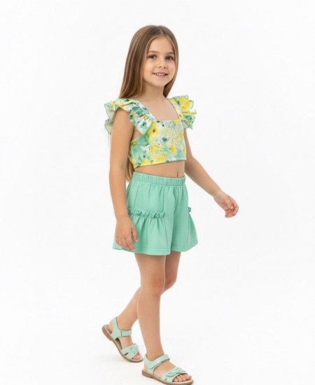 SWEET BABY Σετ Τοπ και Σορτς Γ163 Βεραμάν