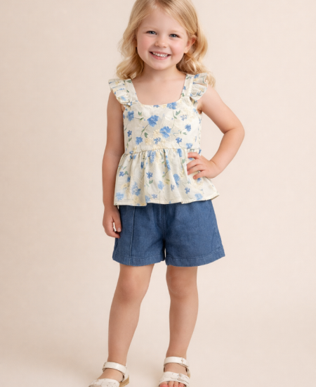 SWEET BABY Σετ Αμάνικο και Σορτς Γ179 Μπλε