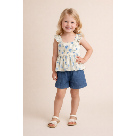SWEET BABY Σετ Αμάνικο και Σορτς Γ179 Μπλε