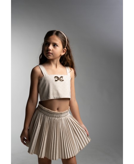 EBITA Σετ Τοπ και Φούστα με Στρας 266049 Μπεζ