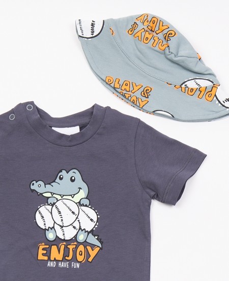 TRAX Σετ Μπλούζα, Βερμούδα και Καπέλο 49052 Ανθρακί