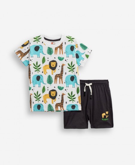 FUNKY Σετ Μπλούζα και Βερμούδα 126-301130 Λευκό