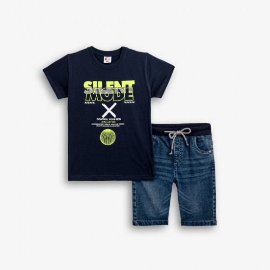 FUNKY Σετ Μπλούζα και Βερμούδα Τζιν 126-102105 Μπλε