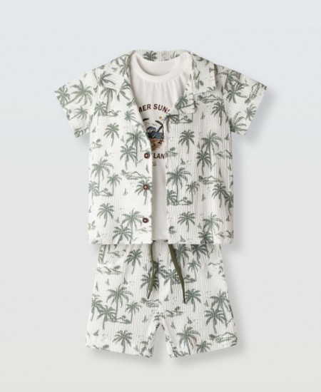 HASHTAG Σετ Πουκάμισο, Μπλούζα και Βερμούδα 266615 Λευκό