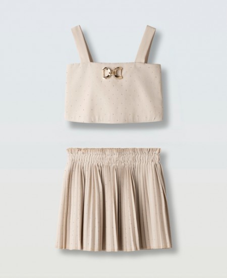 EBITA Σετ Τοπ και Φούστα με Στρας 266049 Μπεζ