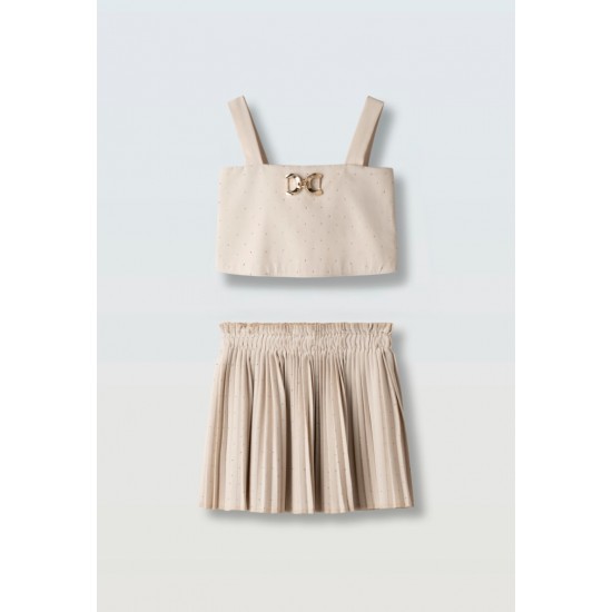 EBITA Σετ Τοπ και Φούστα με Στρας 266049 Μπεζ