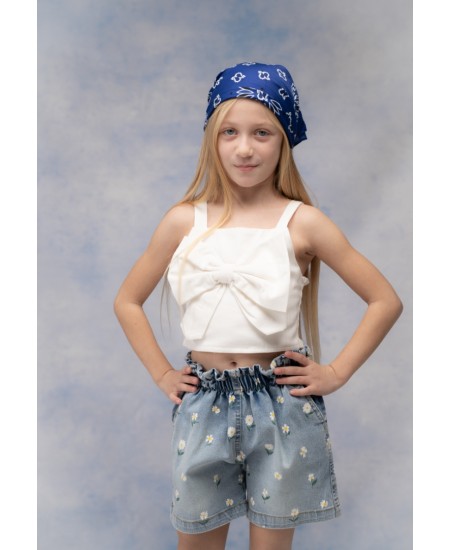 ΕΒΙΤΑ Σετ Τοπ και Σορτς Τζιν 266220 Λευκό