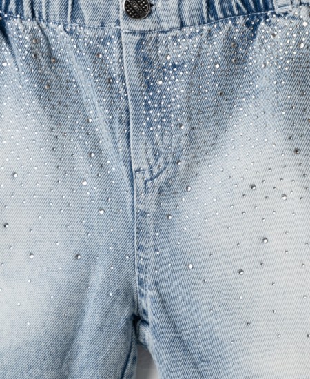 EBITA Σετ Τοπ και Σορτς Τζιν με Στρας 266027 Λευκό