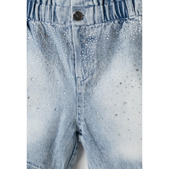 EBITA Σετ Τοπ και Σορτς Τζιν με Στρας 266027 Λευκό