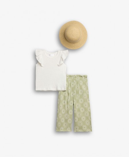 FUNKY Σετ Τοπ, Παντελόνα και Καπέλο 126-723112 Λευκό