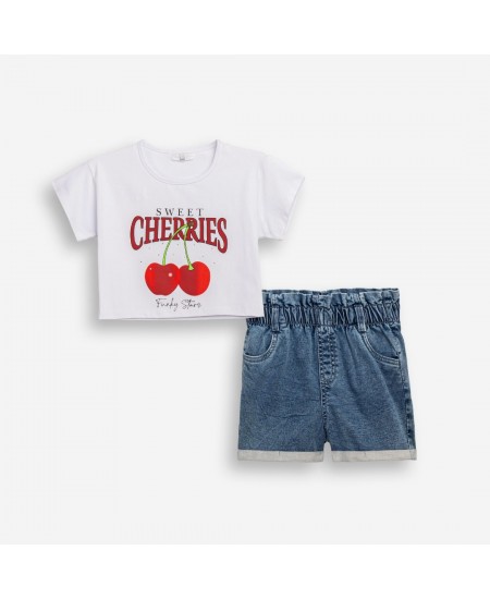 FUNKY Σετ Τοπ και Τζιν Σορτς 126-526100 Λευκό