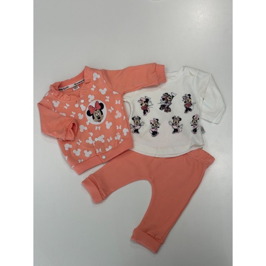 Σετ Ζακέτα, Μπλούζα και Παντελόνι 4615 Ροδακινί