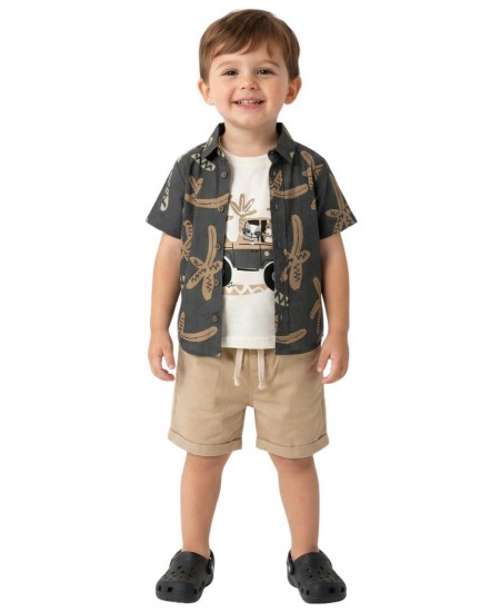 TRAX Σετ Πουκάμισο, Μπλούζα και Βερμούδα 49445 Γκρι