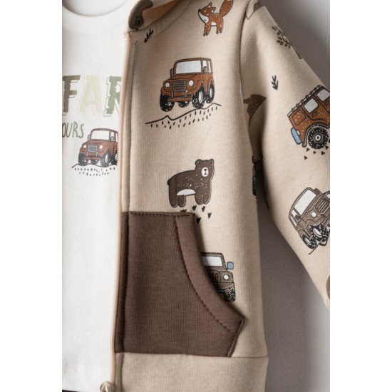 HASHTAG Σετ Ζακέτα, Μπλούζα και Παντελόνι 267609 Μπεζ